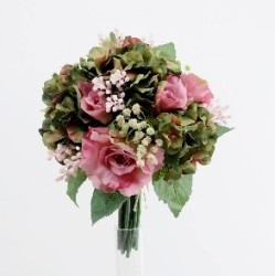 Bouquet c/rose e ortensie 30 cm