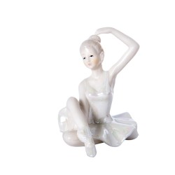 Ballerina seduta in porcellana con braccio sollevato