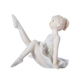 Ballerina seduta in porcellana con gamba sollevata