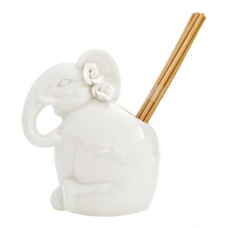 Diffusore per ambienti elefante in porcellana bianca con 5 stecche