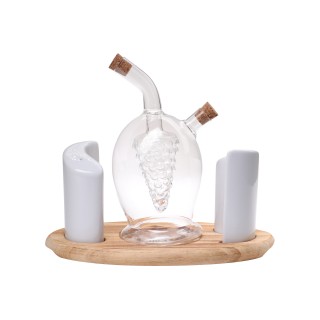 Menage 4 pezzi base legno 12 x 22 cm | CarinCasa