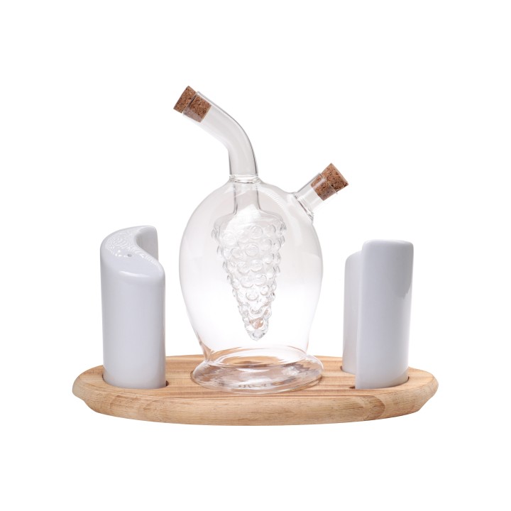 Menage 4 pezzi base legno 12 x 22 cm | CarinCasa