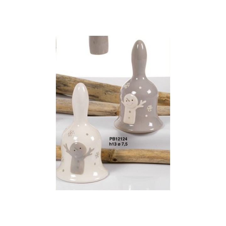 Campanella pupazzo di neve 2 assortiti ceramica 13 cm |…