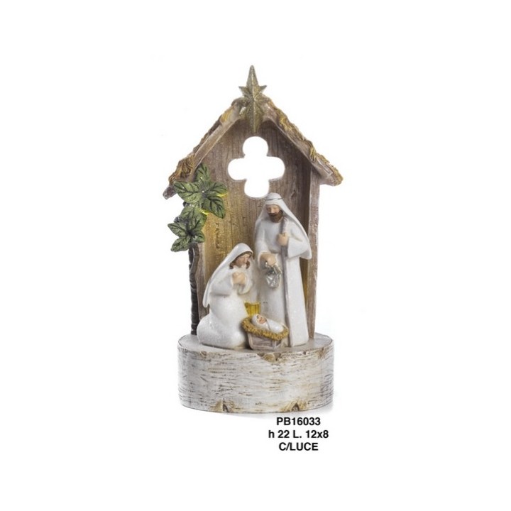 Gruppo nativita'/capanna 22cm.resina-luce | CarinCasa