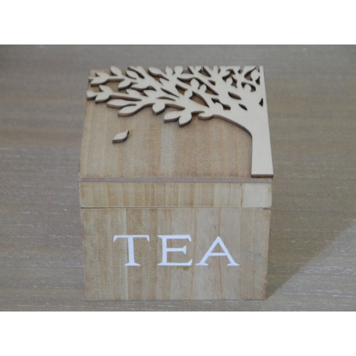 Scatola porta te in legno decoro albero della vita 10x10h 9…