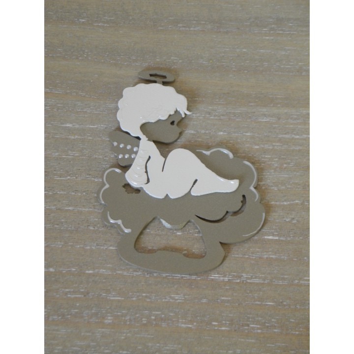 Apribottiglia in metallo angelo avorio e tortora 8h11cm |…