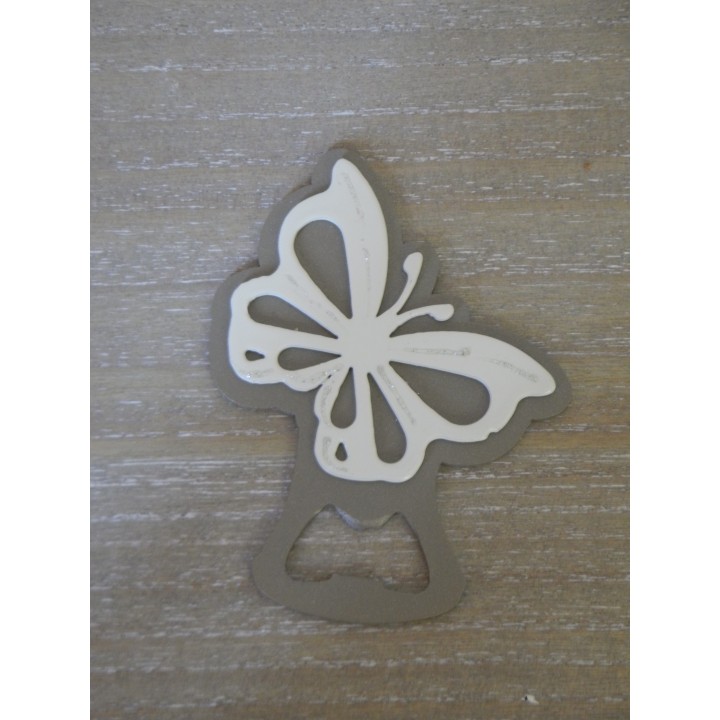 Apribottiglia in metallo farfalla avorio e tortora 8h11cm |…