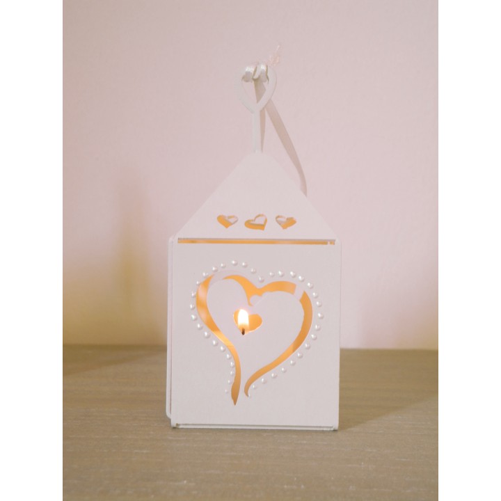 Lanterna bianca cuori7x7h14cm | CarinCasa