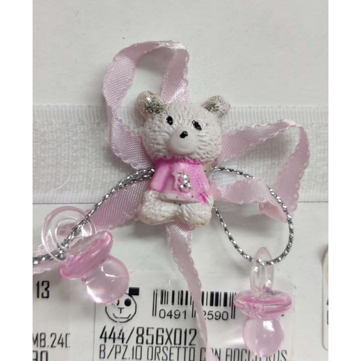 B/pz.10 orsetto con fiocco rosa imb.600 | CarinCasa