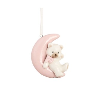 Orsetto femminuccia su luna da appendere in porcellana |…