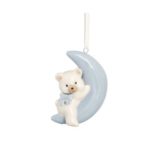 Orsetto su luna da appendere in porcellana | CarinCasa