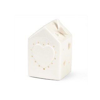 Casetta traforata a cuore a led in porcellana con…