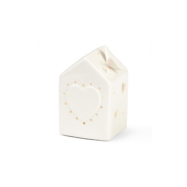 Casetta traforata a cuore a led in porcellana con…