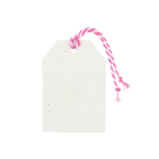 Targhetta in tessuto con spago bicolor rosa | CarinCasa