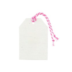 Targhetta in tessuto con spago bicolor rosa