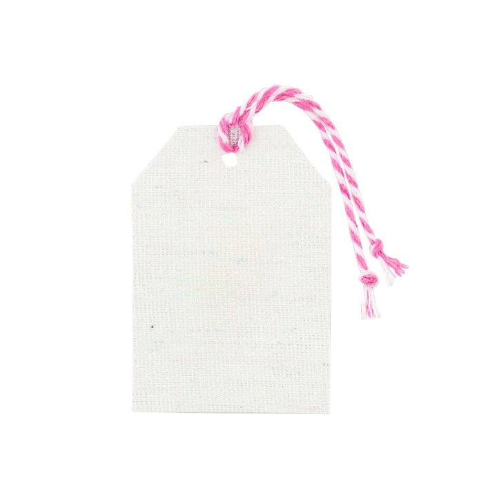 Targhetta in tessuto con spago bicolor rosa | CarinCasa