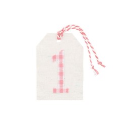 Targhetta in tessuto rosa primo compleanno