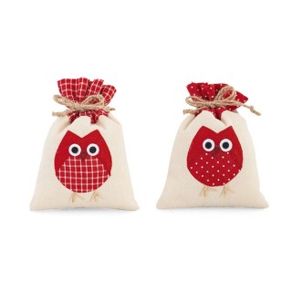 Sacchetto con decoro gufo rosso ass. 2 modelli | CarinCasa