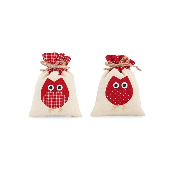 Sacchetto con decoro gufo rosso ass. 2 modelli | CarinCasa