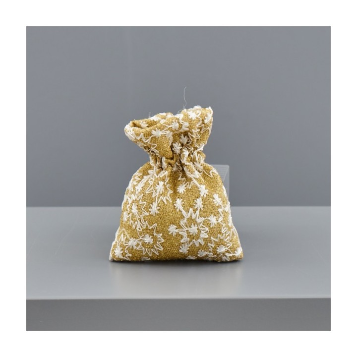 Sacchetto in lamé oro con fiori, piccolo 8 x 10 cm
