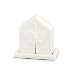 Sale e pepe con vassoietto in porcellana fantasia cuori