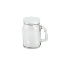 Boccaccino portaconfetti in vetro con coperchio bianco in metallo