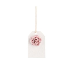 Set 12 tag in tessuto con rosa soft