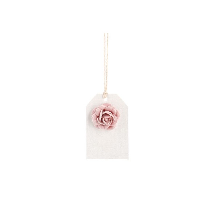 Set 12 tag in tessuto con rosa soft | CarinCasa