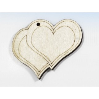 Applicazione doppio cuore in legno naturale