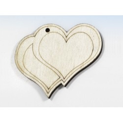 Applicazione doppio cuore in legno naturale