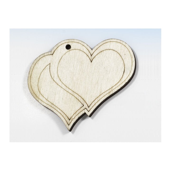 Applicazione doppio cuore in legno naturale