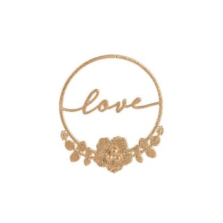 Decorazione cerchio oro con glitter scritta love | CarinCasa