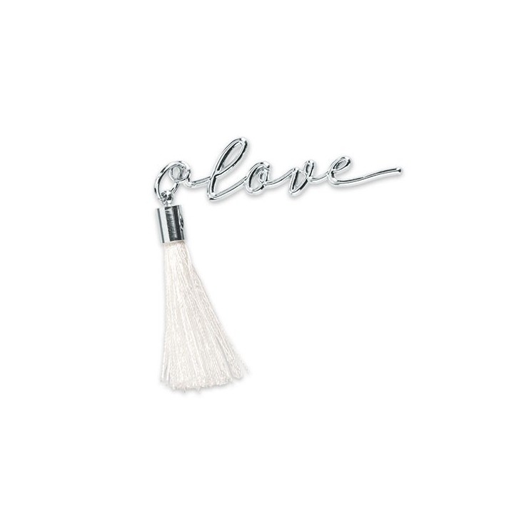 Decorazione ciondolo love con nappina bianca | CarinCasa