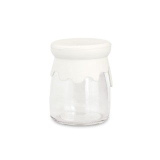 Barattolo in vetro con coperchio in silicone bianco |…