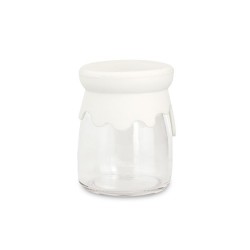 Barattolo in vetro con coperchio in silicone bianco