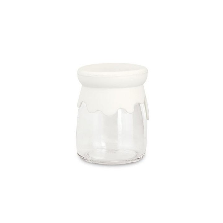 Barattolo in vetro con coperchio in silicone bianco |…