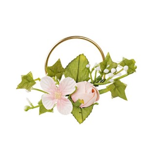 Segnaposto Cerchio oro con rosa e fiori rosa | CarinCasa