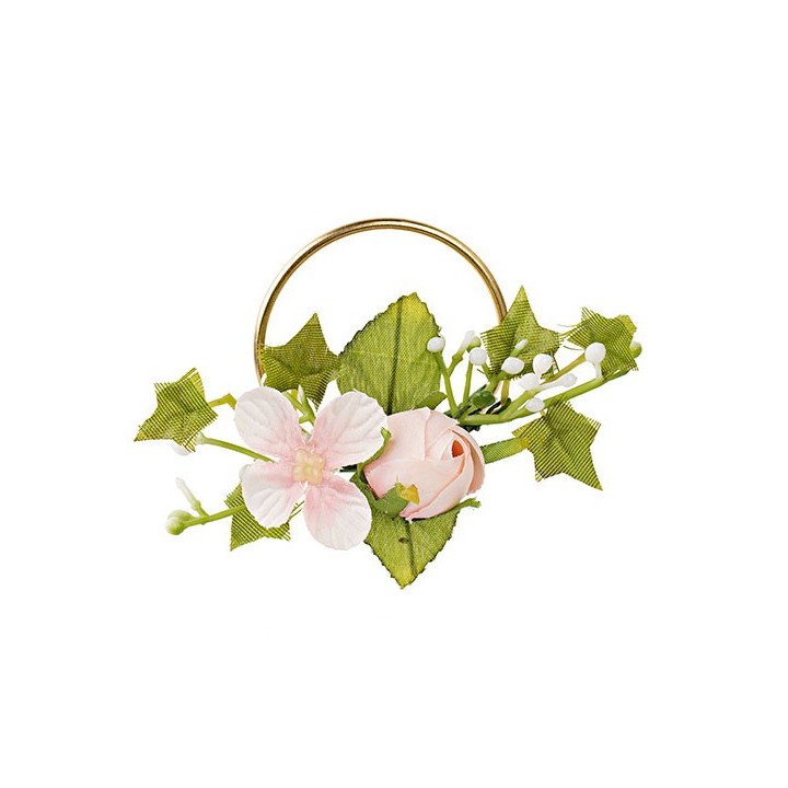 Segnaposto Cerchio oro con rosa e fiori rosa | CarinCasa