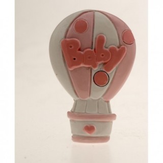 Magnete a forma di mongolfiera Baby rosa in resina