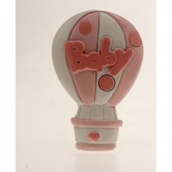 Magnete a forma di mongolfiera Baby rosa in resina