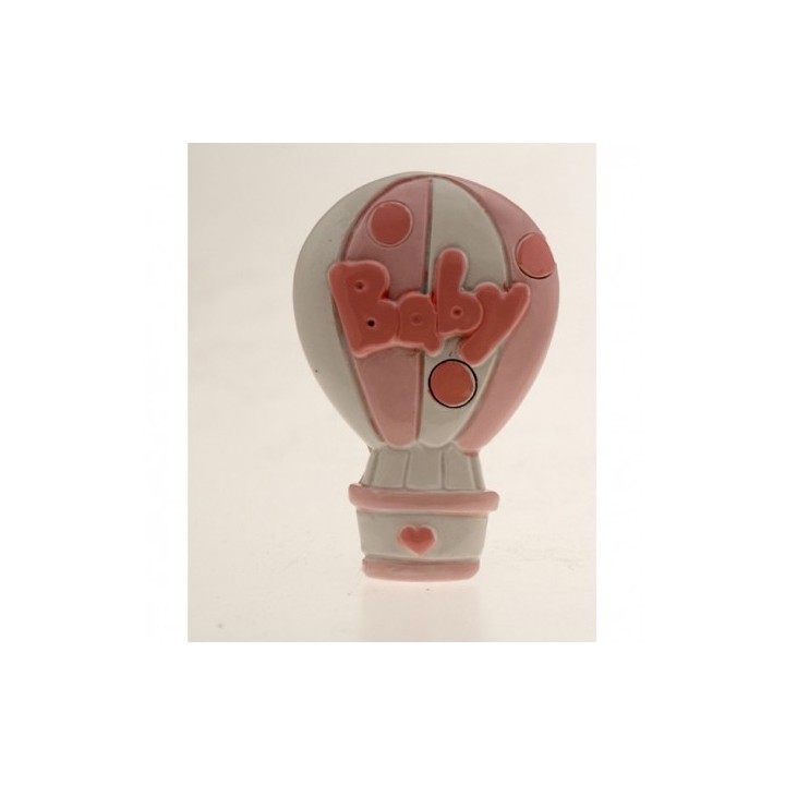 Magnete a forma di mongolfiera Baby rosa in resina