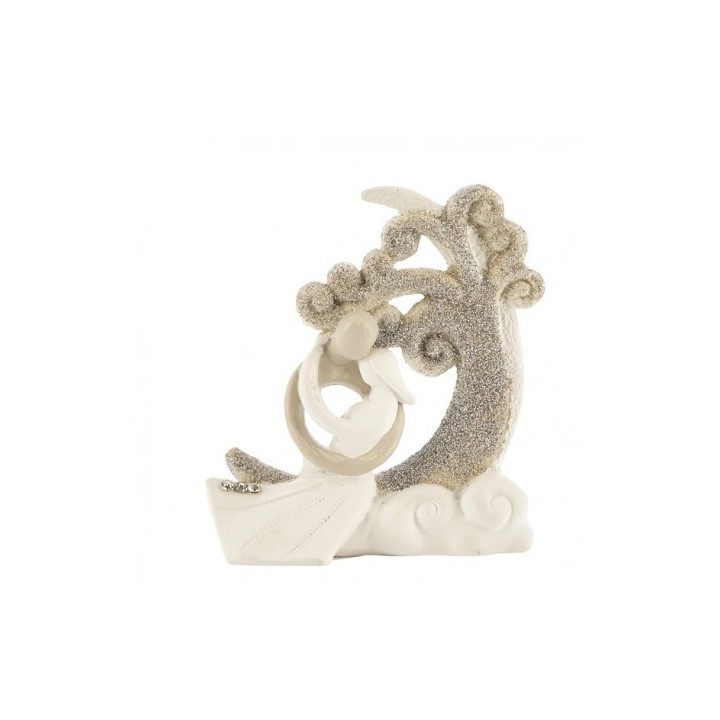 Statuina coppia di sposi con albero e luna glitterati, 7,5 cm