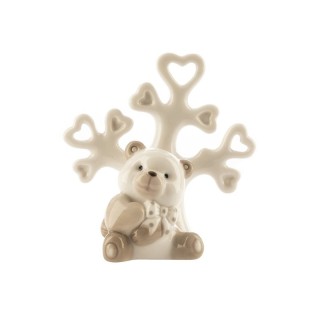 Orsetto in ceramica con albero di cuori, 8 cm