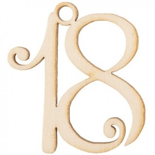 Applicazione in legno con numero 18 per 18 anni, 4 cm