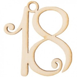 Applicazione in legno con numero 18 per 18 anni, 4 cm