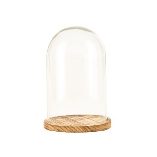 Campana di vetro con base in legno, 14x21 cm