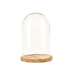 Campana di vetro con base in legno, 14x21 cm