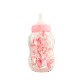 Biberon portaconfetti rosa con 30 succhietti decorativi + 1