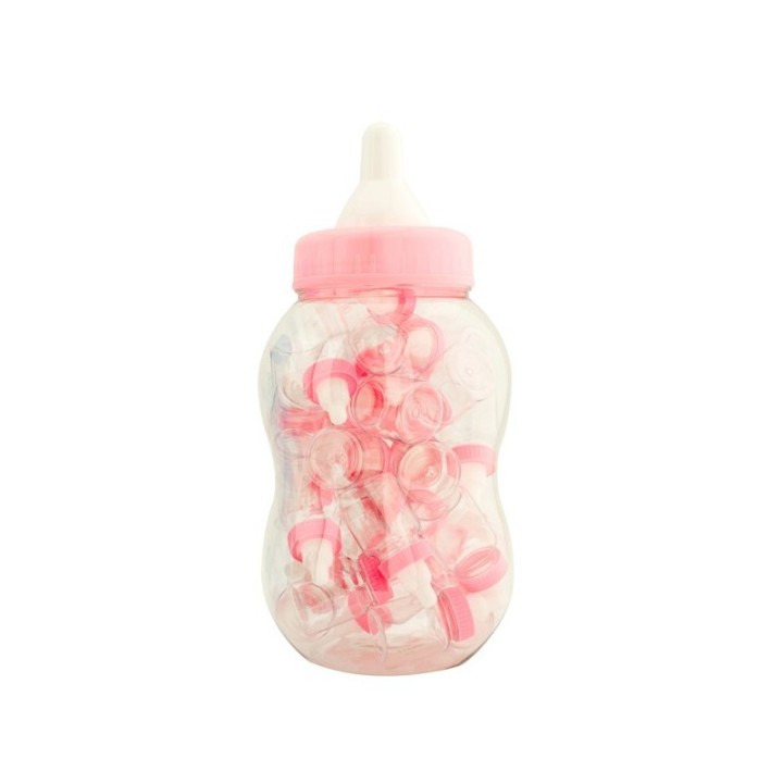 Biberon portaconfetti rosa con 30 succhietti decorativi + 1