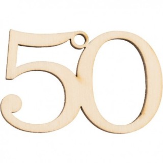 Applicazione in legno con numero 50 per 50° anniversario, 3,5x5 cm